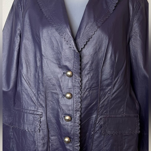 Cami Genuine Leather Jacket Size‎ 14 Purple Scallop Western Style Vintage - Picture 2 of 6